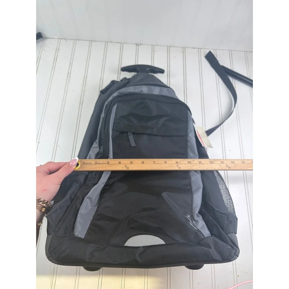 Embark Unisex Rolling Black Gray Travel School Backpack Bag NWT